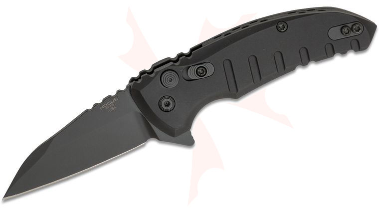 Hogue Elishewitz X1-Microflip Flipper 2.75 inch CPM-154 Black Plain Wharncliffe Blade, Matte Black Aluminum Handles