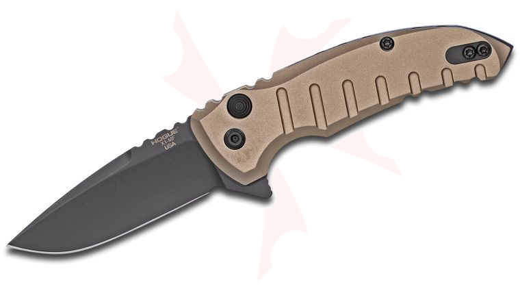 Hogue X1-Microflip Flipper 2.75 inch CPM-154 Black Cerakoted Blade, Flat Dark Earth Aluminum Handles