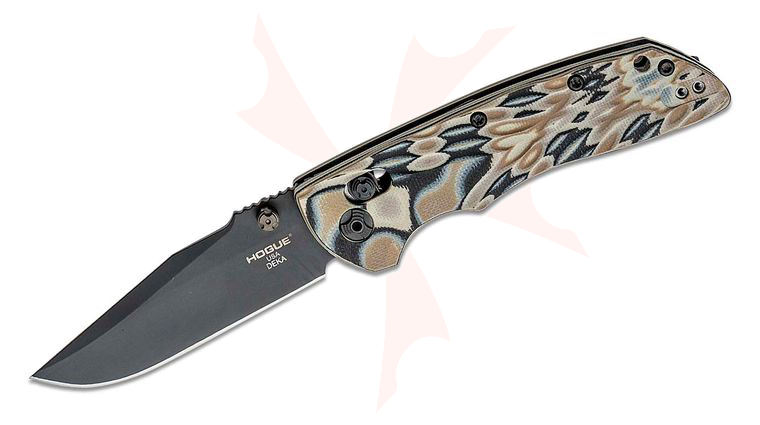 Hogue Deka ABLE Lock Folding Knife 3.25 inch CPM-20CV Black Cerakote Clip Point Blade, G-Mascus FDE G10 Handles