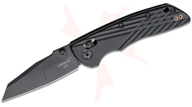 Hogue Deka ABLE Lock Folding Knife 3.25 inch CPM-MagnaCut Black Cerakote Modified Wharncliffe Blade, Black Polymer Handles