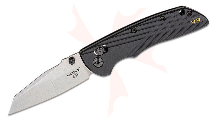 Hogue Deka ABLE Lock Folding Knife 3.25 inch CPM-MagnaCut Stonewashed Modified Wharncliffe Blade, Black Polymer Handles