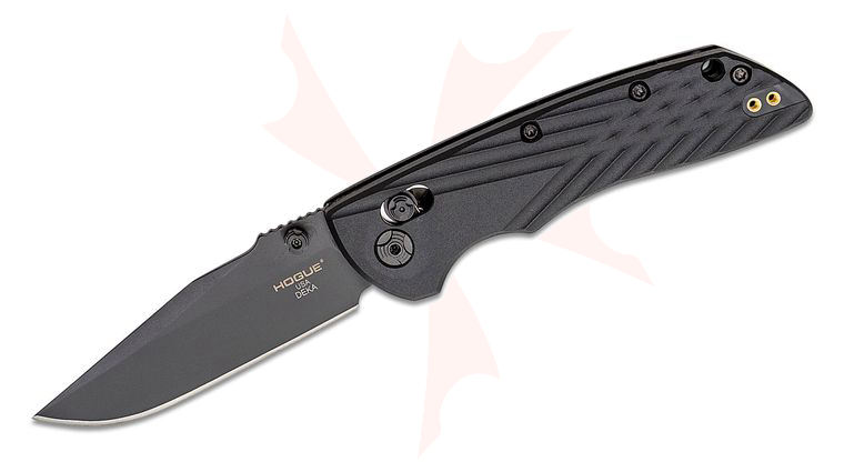 Hogue Deka ABLE Lock Folding Knife 3.25 inch CPM-MagnaCut Black Cerakote Clip Point Blade, Black Polymer Handles