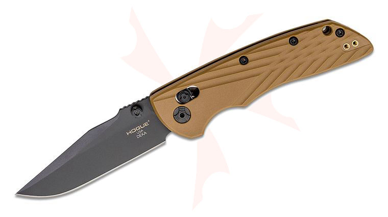 Hogue Deka ABLE Lock Folding Knife 3.25 inch CPM-MagnaCut Black Cerakote Clip Point Blade, Flat Dark Earth Polymer Handles