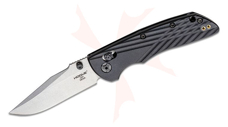 Hogue Deka ABLE Lock Folding Knife 3.25 inch CPM-MagnaCut Stonewashed Clip Point Blade, Black Polymer Handles