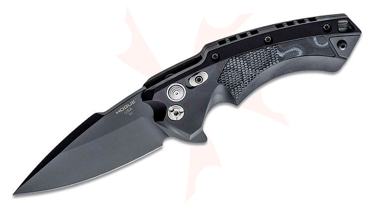 Hogue X5 Flipper 3.5 inch Black CPM-154 Spear Point Blade, Black Aluminum Handles with G-Mascus Inlays