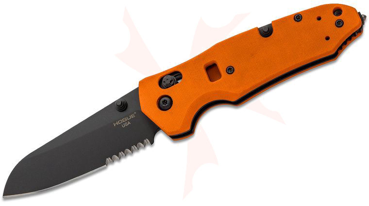 Hogue Trauma ABLE Lock First Response Tool 3.40 inch Bohler N680 Black Cerakote Sheepsfoot Combo Blade, Peel-Ply Orange G10 Handles w/ Strap Cutter & Glass Breaker
