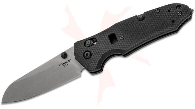 Hogue Trauma ABLE Lock First Response Tool 3.40 inch Bohler N680 Stonewashed Sheepsfoot Blade, Peel-Ply Black G10 Handles w/ Strap Cutter & Glass Breaker