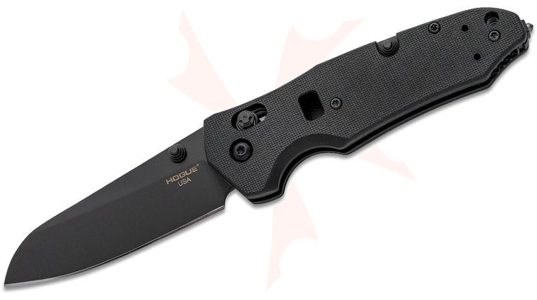 Hogue Trauma ABLE Lock First Response Tool 3.40 inch Bohler N680 Black Cerakote Sheepsfoot Blade, Peel-Ply Black G10 Handles w/ Strap Cutter & Glass Breaker