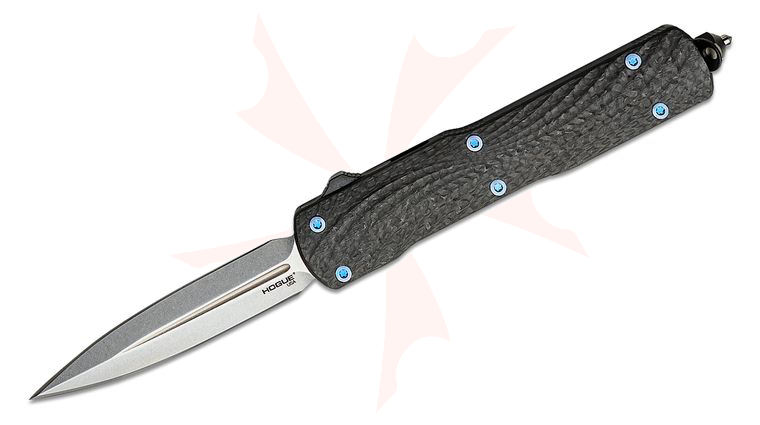 Hogue Collector Series Counterstrike OTF AUTO Knife 3.35 inch CPM-MagnaCut Tumble Finish Double-Edge Dagger Blade, Carbon Fiber and Black Aluminum Handles