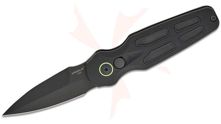 Hogue Ballista II AUTO Folding Knife 2.6 inch CPM-MagnaCut Black PVD Bayonet Blade, Matte Black Aluminum Handles with Black G10 Inserts