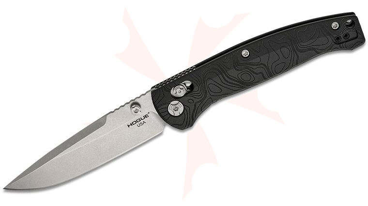 Hogue Metal Series Mysto ABLE Lock Folding Knife 3.4 inch CPM-MagnaCut Tumbled Clip Point Blade, Black Diamond Richlite Handles