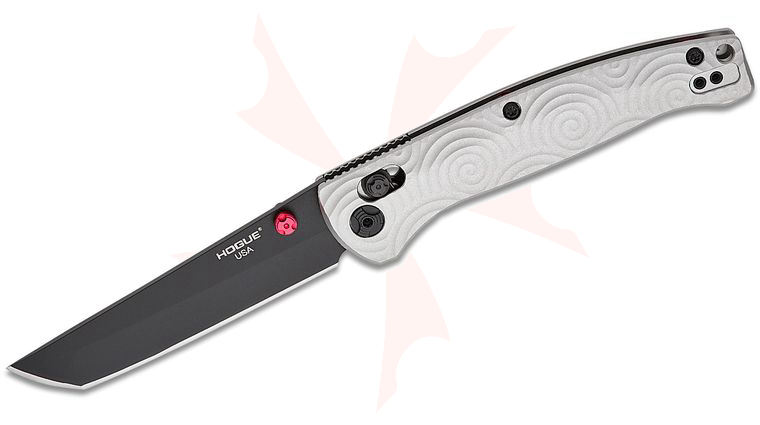 Hogue Mysto ABLE Lock Folding Knife 3.4 inch CPM-MagnaCut Black Upswept Tanto Blade, Milled Titanium Handles