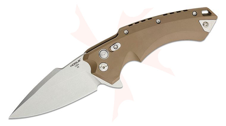 Hogue X5 Flipper Knife 4 inch CPM-154 Stonewashed Spear Point Blade, Flat Dark Earth Anodized Aluminum Handles