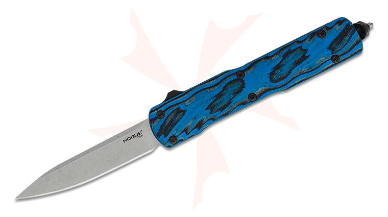 Hogue Counterstrike OTF AUTO Knife 3.35 inch CPM-20CV Tumbled Drop Point Blade, G-Mascus Blue Lava G10 and Black Aluminum Handles