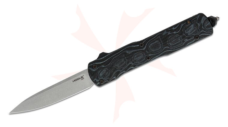 Hogue Counterstrike OTF AUTO Knife 3.35 inch CPM-20CV Tumbled Drop Point Blade, G-Mascus Black G10 and Black Aluminum Handles