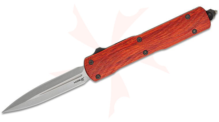 Hogue Collector Series Counterstrike OTF AUTO Knife 3.35 inch CPM-MagnaCut Stonewashed Double-Edge Dagger Blade, Cocobolo Wood and Black Aluminum Handles