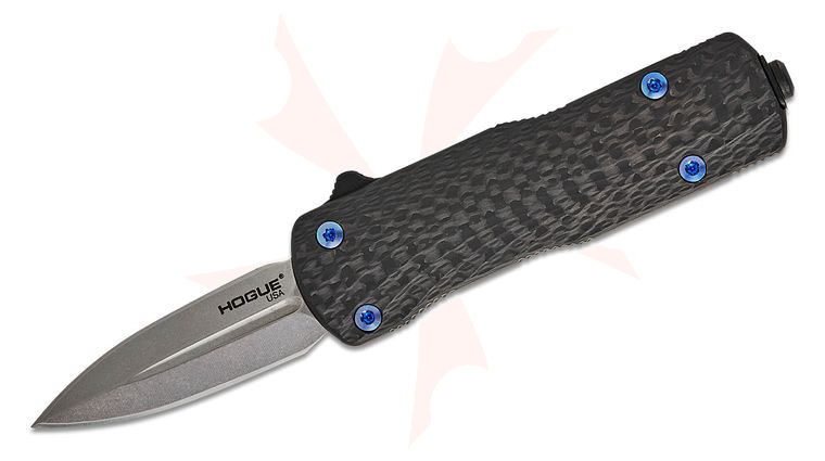 Hogue Collector Series Micro Counterstrike OTF AUTO Knife 1.95 inch CPM-MagnaCut Stonewashed Double-Edge Dagger Blade, Carbon Fiber and Black Aluminum Handles