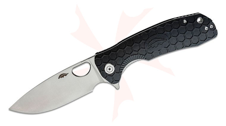 Honey Badger HB1001 Large Flipper Knife 3.63 inch Satin Drop Point Blade, Black FRN Handles