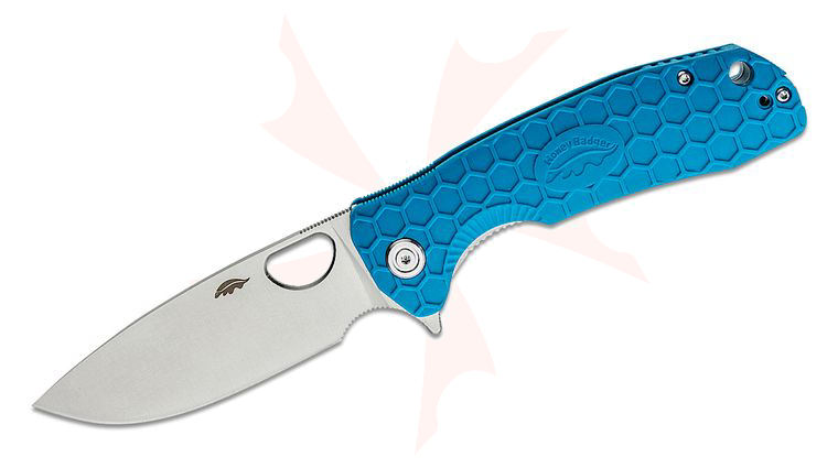 Honey Badger HB1004 Large Flipper Knife 3.63 inch Satin Drop Point Blade, Blue FRN Handles