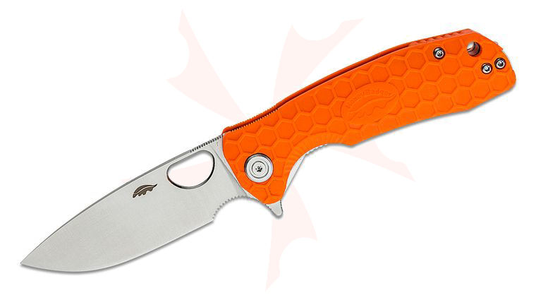 Honey Badger HB1019 Medium Flipper Knife 3.19 inch Satin Drop Point Blade, Orange FRN Handles