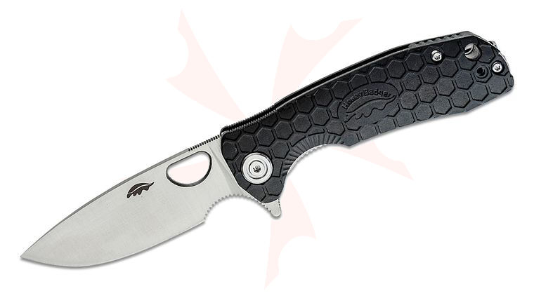 Honey Badger HB1021 Small Flipper Knife 2.81 inch Satin Drop Point Blade, Black FRN Handles