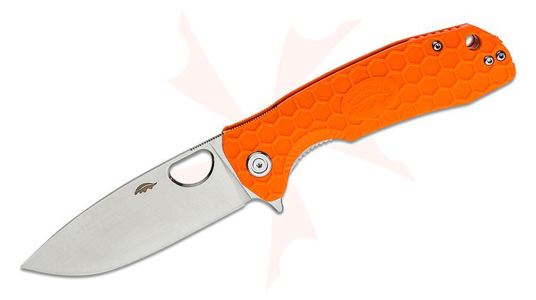 Honey Badger HB1044 Large Flipper Knife 3.63 inch D2 Satin Drop Point Blade, Orange FRN Handles