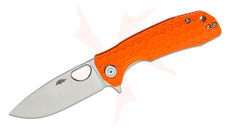 Honey Badger HB1060 Medium Flipper Knife 3.19 inch D2 Satin Drop Point Blade, Orange FRN Handles