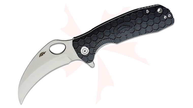 Honey Badger HB1101 Large Flipper Knife 3.38 inch Satin Plain Claw Blade, Black FRN Handles