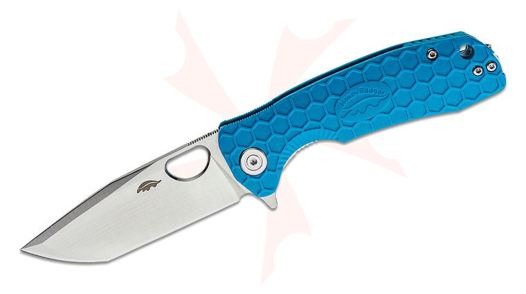 Honey Badger HB1334 Medium Flipper Knife 3.19 inch Satin Tanto Blade, Blue FRN Handles