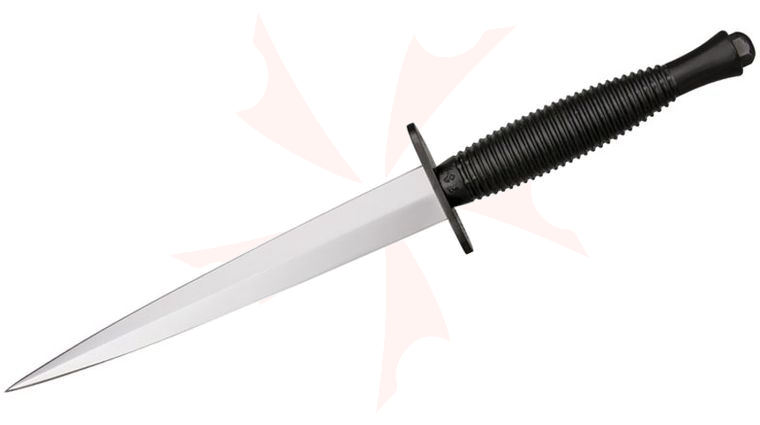 Sheffield SHE007 Fairbairn Sykes British Commando Dagger 6-7/8 inch Satin Blade, Leather Sheath