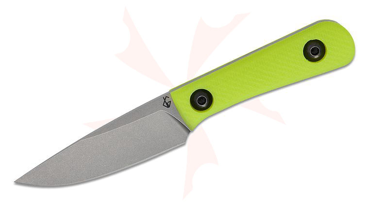 JakebCreates Chikadee Fixed Blade Knife 2.5 inch NSM Wear Zirblast Drop Point Blade, Solar Flare G10 Handles, Carbon Fiber Kydex Sheath - KnifeCenter Exlcusive