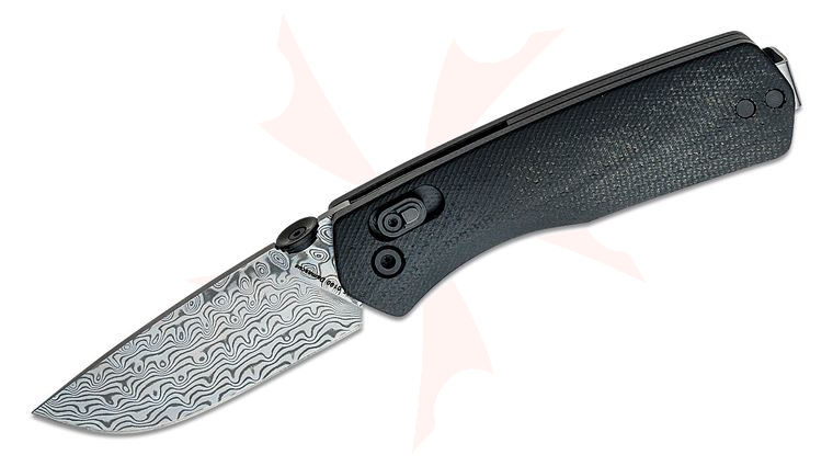 The James Brand Carter Folding Knife 2.75 inch Damascus Plain Blade, Black Micarta Handles
