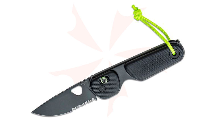 The James Brand Redstone Folding Knife 2.5 inch Sandvik 12C27 Black Combo Blade, Black Polypropylene Handles