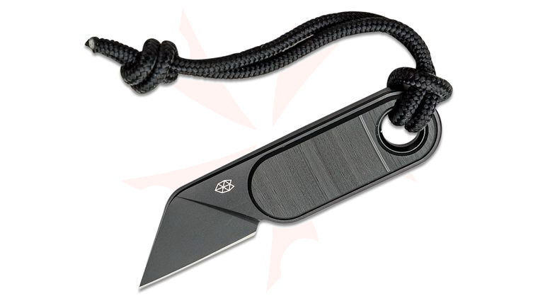 The James Brand Abbey Fixed 1.22 inch Black DLC Wharncliffe Blade, Recycled Black Vinyl Handles