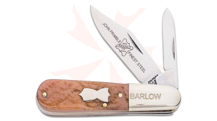 John Primble Belknap Barlow Slipjoint Pocket Knife, 2 Carbon Steel Blades, Antiqued Green Jigged Bone Handle with Nickel Silver Bolster