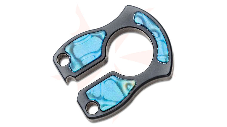 John Gray Black Titanium Keyper Keychain Bottle Opener with Blue Acrylic Inlays, 2.375 inch Overall