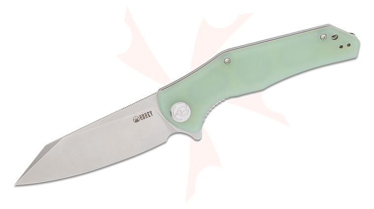 Kubey Knives Flash Flipper Knife 3.82 inch AUS-10 Stonewashed Reverse Tanto Blade, Natural (Jade) G10 Handles