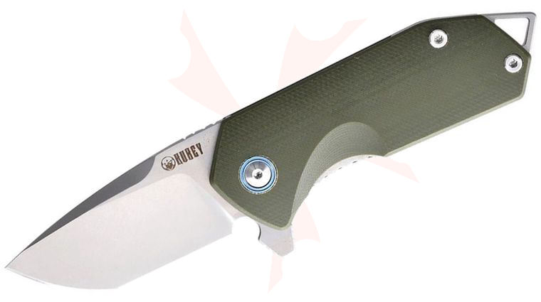 Kubey Knives Campe Nest Flipper Knife 2.36 inch D2 Bead Blast Tanto Blade, OD Green G10 Handles