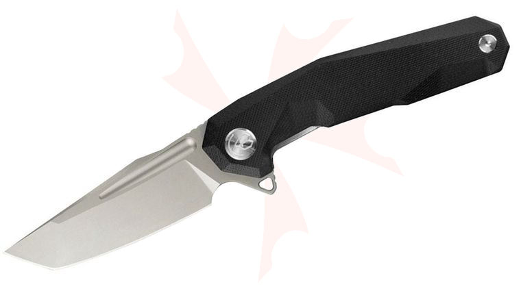 Kubey Knives Carve Nest Flipper Knife 3.27 inch D2 Bead Blasted Tanto Blade, Black G10 Handles