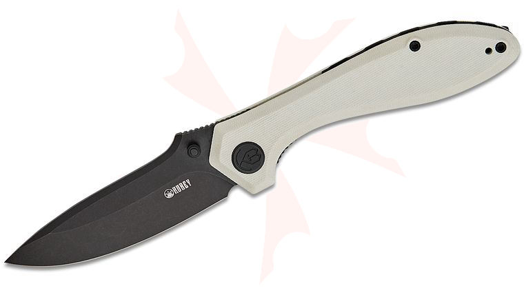 Kubey Knives Ruckus Folding Knife 3.31 inch AUS-10 Black Drop Point Blade, Ivory G10 Handles