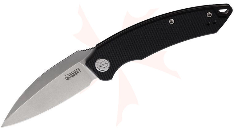 Kubey Knives Leaf Front Flipper Knife 2.99 inch AUS-10 Bead Blast Spear Point Blade, Black G10 Handles