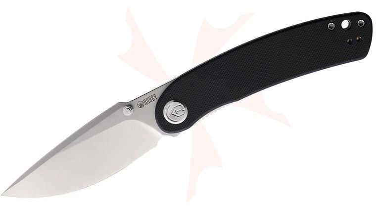 Kubey Knives Momentum Front Flipper Knife 3.43 inch D2 Bead Blast Drop Point Blade, Black G10 Handles