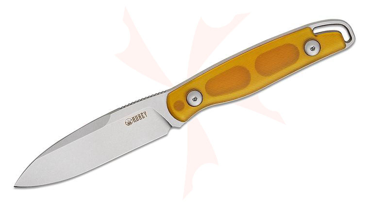 Kubey Knives Dust Devil Fixed Blade Knife 3.23 inch 14C28N Stonewashed Spear Point Blade, Ultem Handles, Kydex Sheath