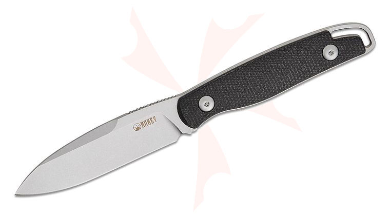 Kubey Knives Dust Devil Fixed Blade Knife 3.23 inch 14C28N Stonewashed Spear Point Blade, Black Micarta Handles, Kydex Sheath