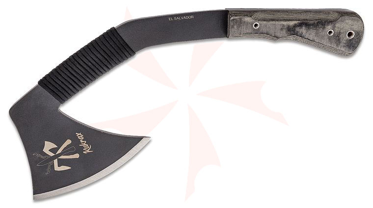 Kukrax Tak Axe Tactical/Survival Tomahawk 6 inch 1075 Carbon Steel Blade, Black Canvas Micarta Handles, Kydex Sheath