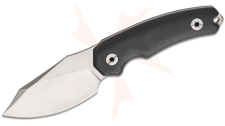 Kunwu Knives Stiffy D Fixed Blade Knife 3.54 inch Vanadis 4 Satin Clip Point Blade, Black Canvas Micarta Handles, Kydex Sheath