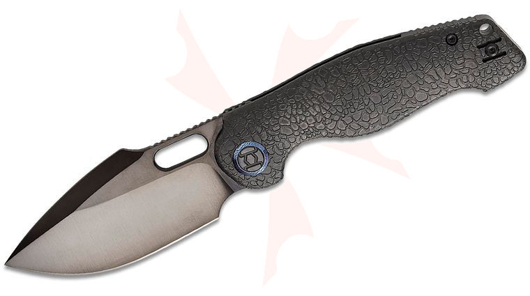 Kunwu Knives Gringo Frame Lock Front Flipper Knife 3.66 inch S390 Black DLC Harpoon Blade, Black DLC Honey Dew Textured Titanium Handles