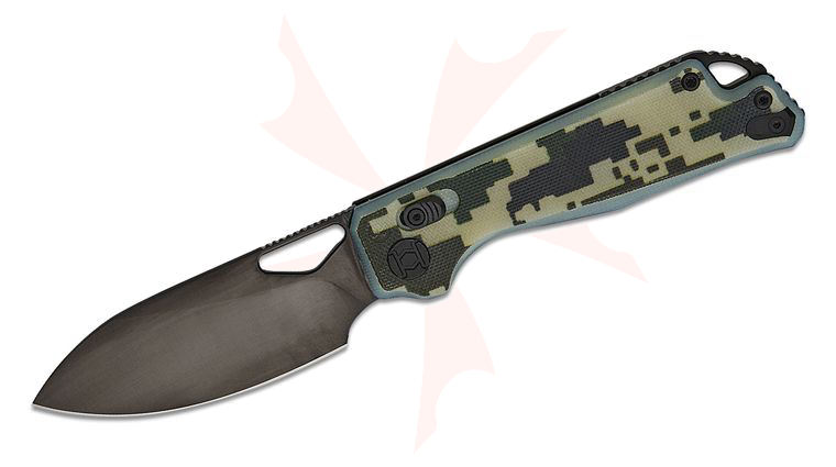 Kunwu Knives Pulsar Crossbar Lock Folding Knife 3.34 inch Elmax Black DLC Drop Point Blade, Digital Camo G10 Handles
