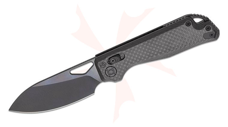 Kunwu Knives Pulsar XT Crossbar Lock Folding Knife 3.34 inch Elmax Black DLC Drop Point Blade, Carbon Fiber Handles