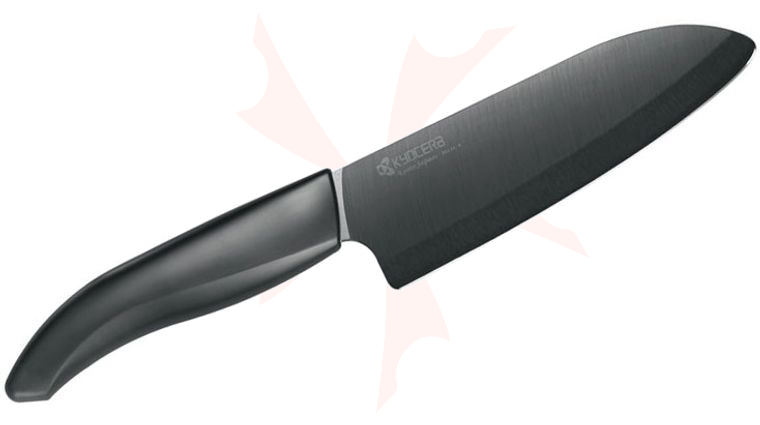 Kyocera Advanced Ceramics Revolution Santoku Knife 5.5 inch Black Blade, Black Handle